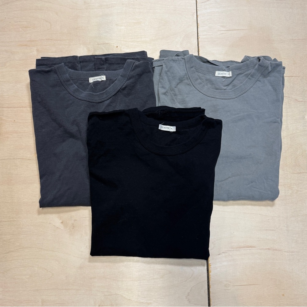 Men's Gustin Heavyweight T-Shirt Set - Black, Dark Gray, Light Gray